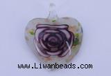 LP24 11*37*45mm heart inner flower lampwork glass pendants