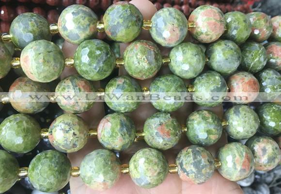 LSBS10 15 inches 16mm faceted round unakite beads wholesale