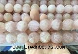 LSBS1007 15 inches 19mm carved round morganite gemstone beads wholesale