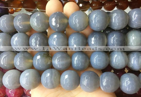 LSBS151 15 inches 18mm faceted round agate gemstone beads wholesale