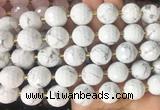 LSBS18 15 inches 16mm faceted round white howlite beads wholesale