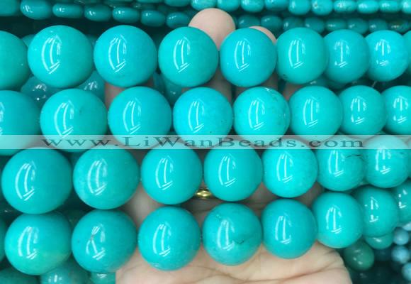 LSBS182 15 inches 18mm round green howlite turquoise beads wholesale