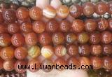 LSBS191 15 inches 16mm round red banded agate gemstone beads wholesale