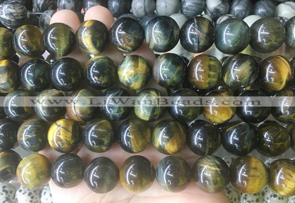LSBS207 15 inches 16mm round yellow blue tiger eye gemstone beads wholesale