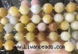 LSBS213 15 inches 16mm faceted round yellow jade beads wholesale