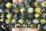 LSBS216 15 inches 16mm faceted round golden blue tiger eye beads wholesale