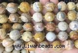 LSBS22 15 inches 16mm faceted round yellow crazy lace agate beads wholesale