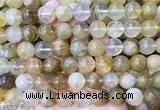 LSBS240 15 inches 14mm round yellow gum flower crystal beads wholesale