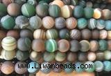 LSBS293 15 inches 14mm round matte banded agate gemstone beads wholesale