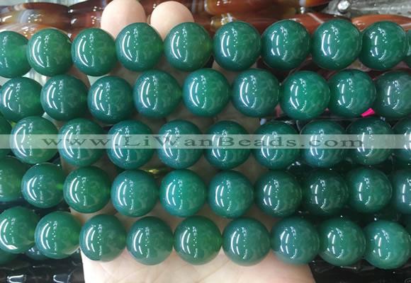 LSBS304 15 inches 16mm round green agate gemstone beads wholesale