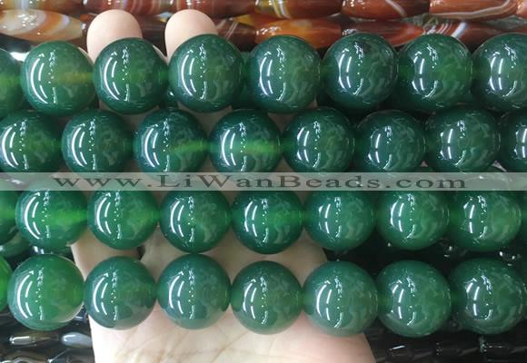 LSBS325 15 inches 20mm round green agate gemstone beads wholesale