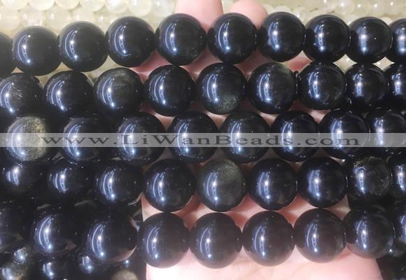 LSBS33 15 inches 16mm round golden obsidian gemstone beads wholesale