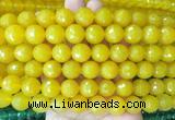LSBS364 15 inches 14mm faceted round yellow agate gemstone beads wholesale