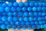 LSBS366 15 inches 14mm faceted round blue agate gemstone beads wholesale