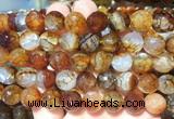 LSBS393 15 inches 14mm faceted round dragon veins agate gemstone beads wholesale