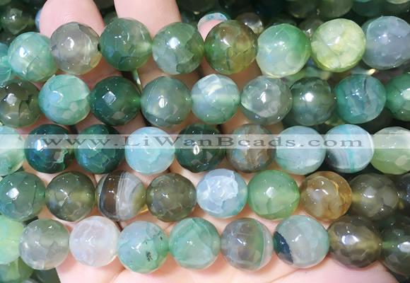 LSBS395 15 inches 14mm faceted round dragon veins agate gemstone beads wholesale