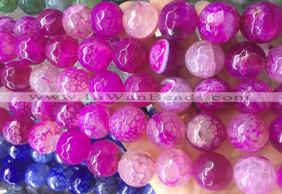 LSBS546 15 inches 16mm faceted round agate gemstone beads wholesale