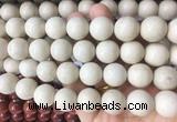 LSBS62 15 inches 16mm round white fossil jasper gemstone beads wholesale