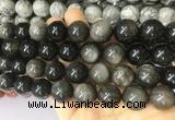LSBS63 15 inches 16mm round silver obsidian gemstone beads wholesale