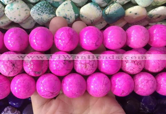 LSBS658 15 inches 20mm round howlite turquoise gemstone beads wholesale