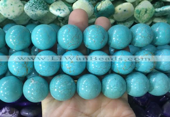 LSBS662 15 inches 20mm round howlite turquoise gemstone beads wholesale