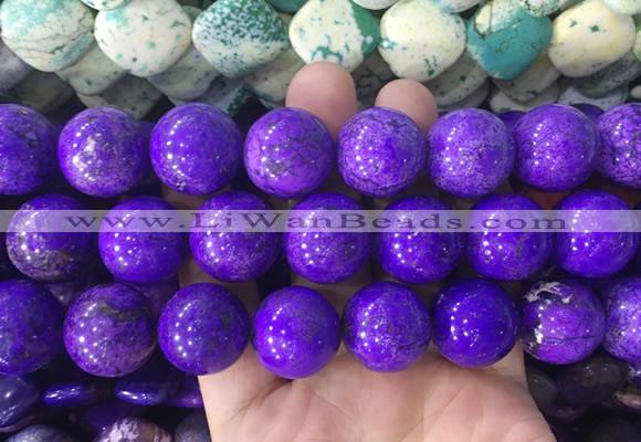LSBS665 15 inches 20mm round howlite turquoise gemstone beads wholesale