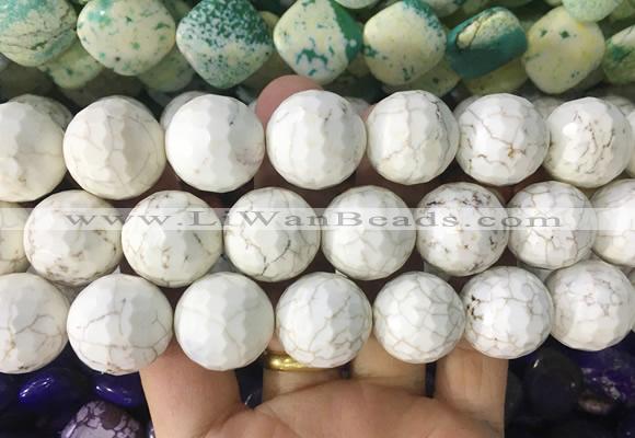 LSBS673 15 inches 20mm faceted round howlite turquoise gemstone beads wholesale