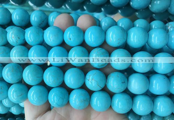 LSBS690 15 inches 14mm round howlite turquoise gemstone beads wholesale