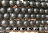 LSBS703 15 inches 16mm round matte black agate gemstone beads wholesale