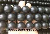 LSBS705 15 inches 20mm round matte black agate gemstone beads wholesale