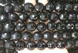 LSBS715 15 inches 16mm faceted round black agate gemstone beads wholesale