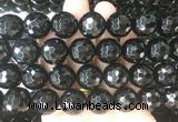 LSBS716 15 inches 18mm faceted round black agate gemstone beads wholesale