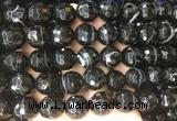 LSBS719 15 inches 16mm faceted round banded black agate gemstone beads wholesale