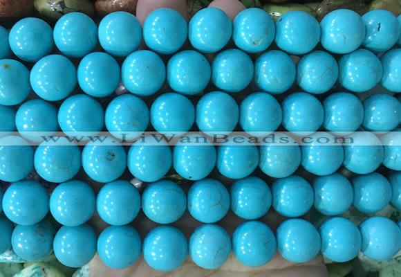 LSBS732 15 inches 14mm round howlite turquoise gemstone beads wholesale