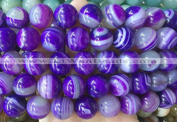 LSBS897 15 inches 16mm round banded agate gemstone beads wholesale