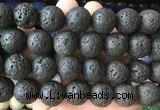 LSBS931 15 inches 20mm round black lava gemstone beads wholesale