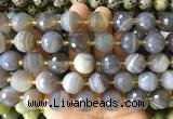 LSBS943 15 inches 16mm faceted round Banded agate gemstone beads wholesale