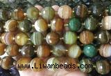 LSBS944 15 inches 16mm faceted round Banded agate gemstone beads wholesale