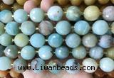 LSBS946 15 inches 16mm faceted round Amazonite gemstone beads wholesale