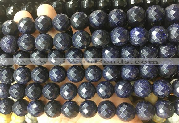 LSBS955 15 inches 14mm faceted round blue sandstone gemstone beads wholesale