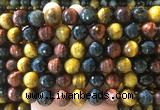 LSBS968 15 inches 14mm faceted round colorful tiger eye gemstone beads wholesale