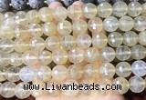 LSBS973 15 inches 14mm faceted round yellow cherry quartz gemstone beads wholesale
