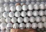 LSBS997 15 inches 16mm round white agate gemstone beads wholesale