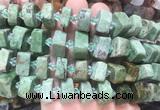 NGBS219 15 inches 10*14mm - 12*16mm faceted nuggets green opal beads