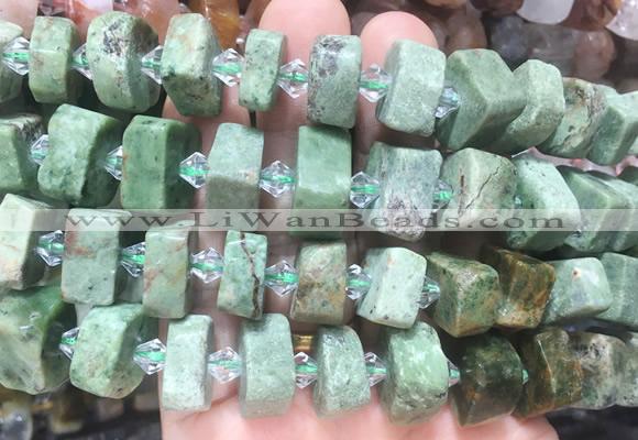 NGBS219 15 inches 10*14mm - 12*16mm faceted nuggets green opal beads