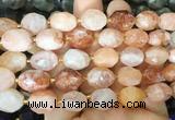 NGBS243 15 inches 8*12mm - 12*16mm faceted nuggets red gum flower crystal beads