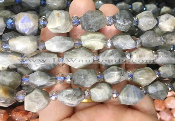 NGBS250 15 inches 8*12mm - 12*16mm faceted nuggets labradorite beads