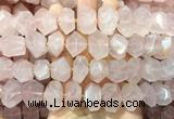 NGBS263 15 inches 13*18mm - 15*20mm faceted nuggets rose quartz gemstone beads