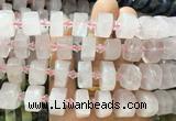 NGBS266 15 inches 10*14mm - 12*16mm faceted nuggets rose quartz gemstone beads