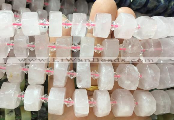 NGBS266 15 inches 10*14mm - 12*16mm faceted nuggets rose quartz gemstone beads
